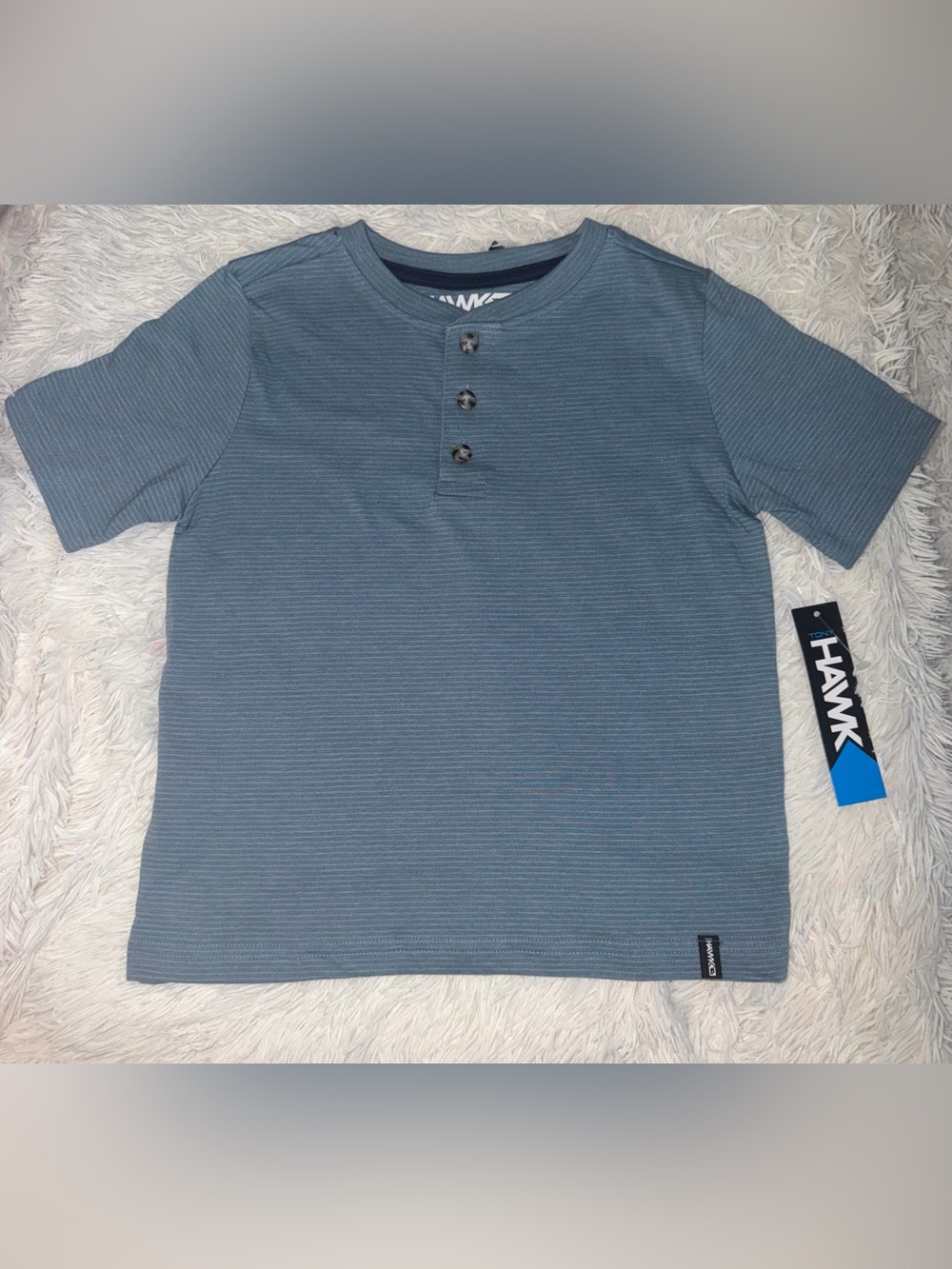 Tony Hawk Slate Blue Ribbed Henley Tee